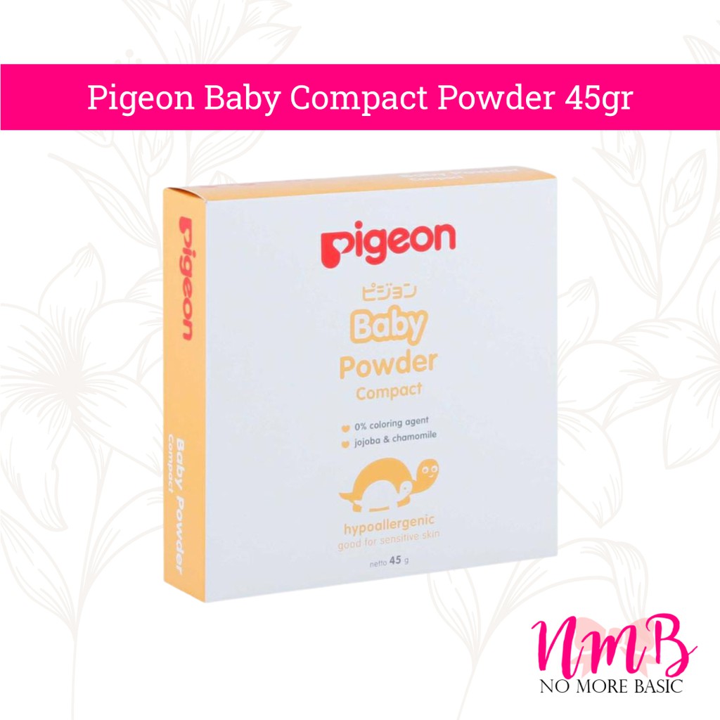 PIGEON Bedak Padat Bayi - Baby Compact Powder Cake Chamomile White 45Gr Gram With Case