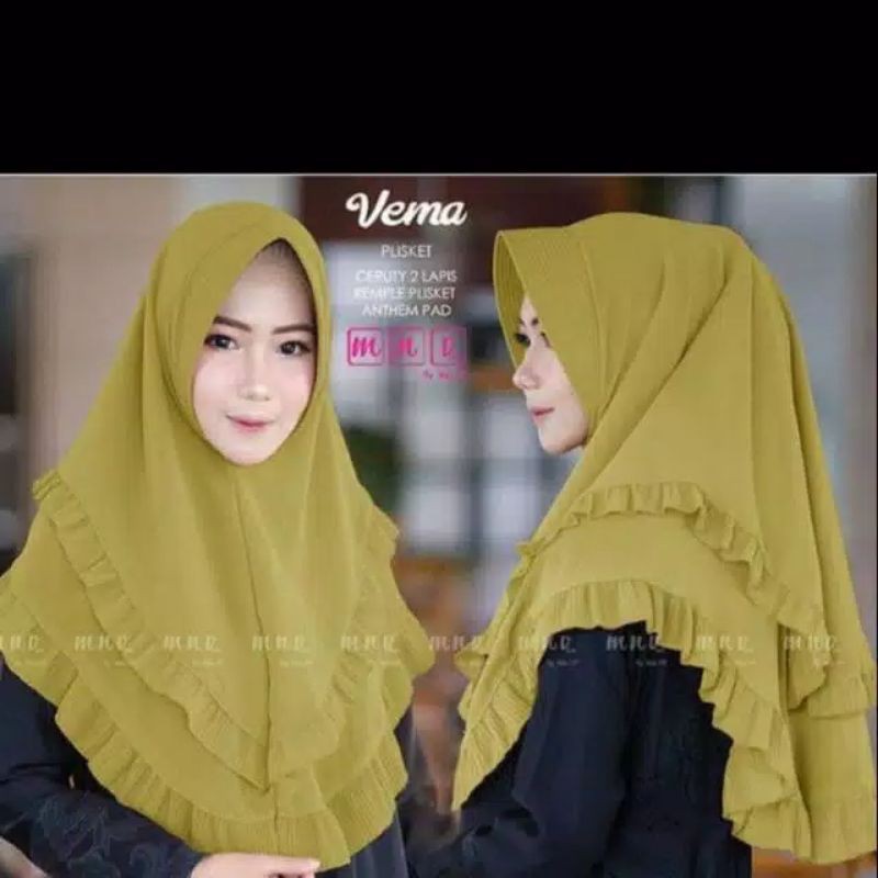 Khimar ceruty plisket 2 layer