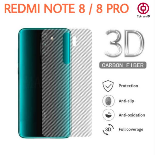 CARBON BACK SKIN 3D REDMI NOTE 8 / 8 PRO - anti gores pelindung belakang / skin hp / garskin