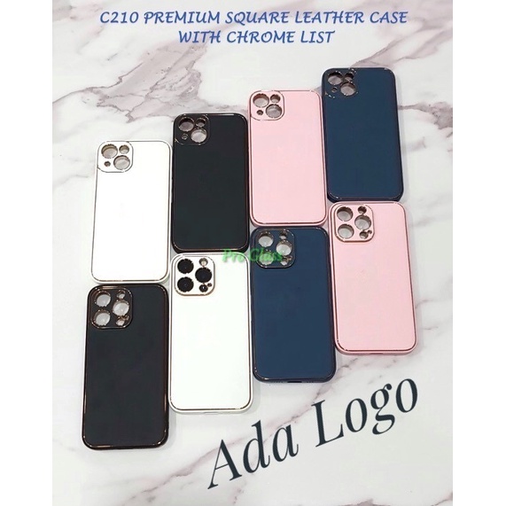 C210 For Iphone 11 / 11 PRO / 11 PRO MAX / 12 / 12 PRO / 12 PRO MAX / 13 / 13 PRO / 13 PRO MAX Premium Square Chrome Leather Case