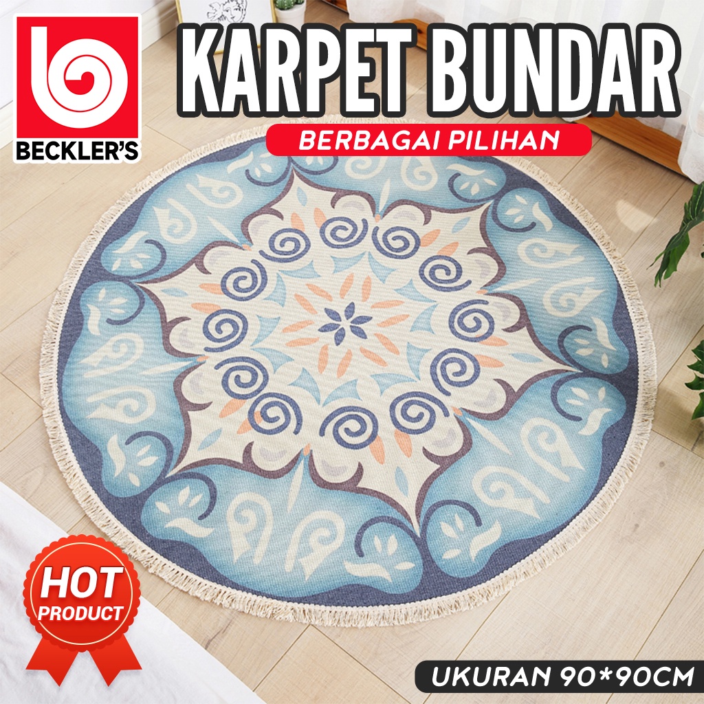 Keset Karpet Nordic Bohemian Bentuk Bundar Katun Tenun UK 90X90CM HIGH QUALITY