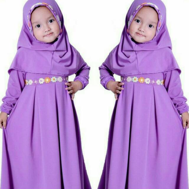 Snowshop Gamis Anak Alina Bahan Jersey - Biru Ungu dan Salem