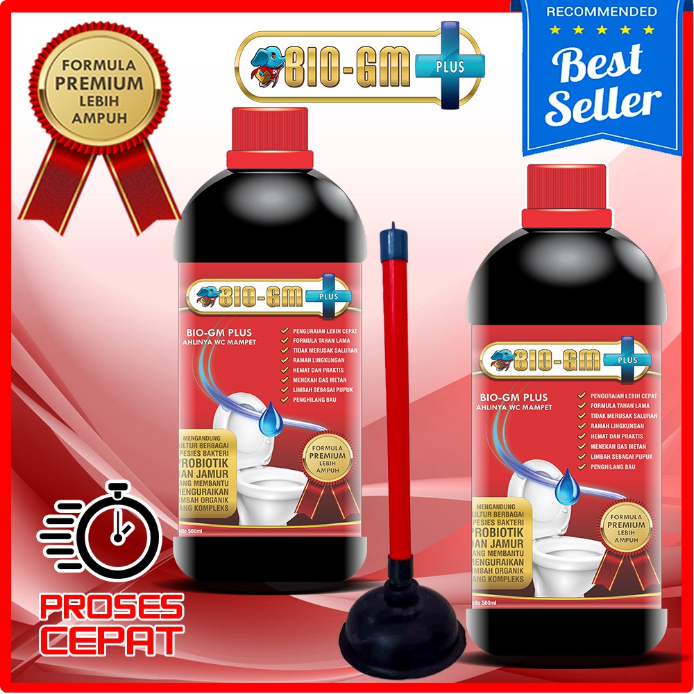 BIO GM PLUS 2 Botol Bonus Kop WC Cairan Pengurai Tinja Proses Lebih Cepat Original