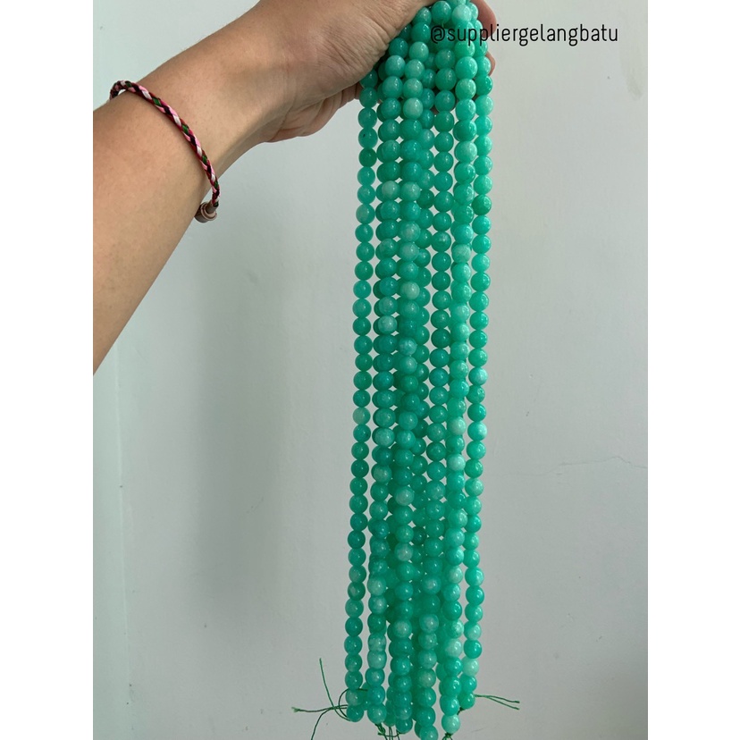 batu green AMAZONITE DOFF 10mm hijau tosca premium stone handmade DIY bahan kalung gelang kerajinan tangan craft manik