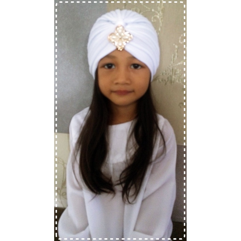 turban anak motif polos aksesoris fashion anak perempuan model muslim/india