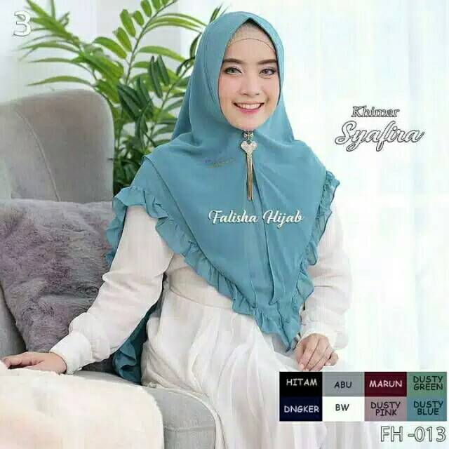 Khimar syafira warna dusty blue