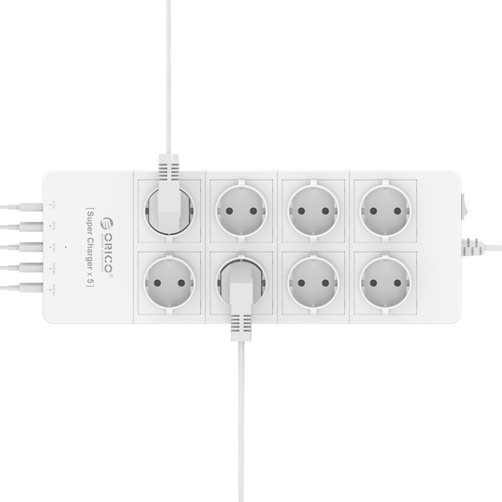 Power strip station Orico 8 port AC 5 usb charging 2.4a 1.5m cable 4000w SNI HPC-8A5U - surge protector Stop kontak listrik