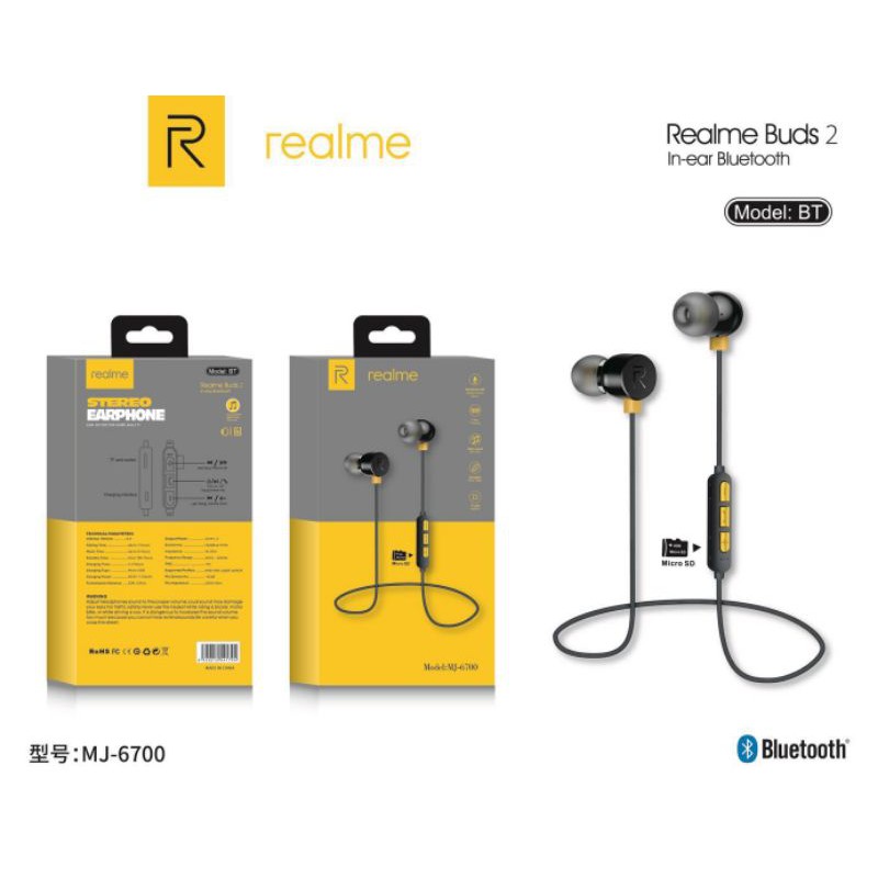 TU Earphone handsfree hf RealmeR MJ6700 buds 2 bluetooth micro sd ORIGINAL MJ 6700