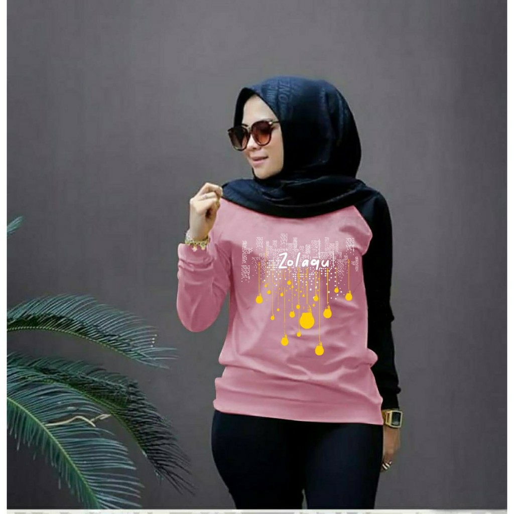 BAJU SWEATSHIRT CEWEK ZLQ LAMP-KAOS JUMPER WANITA LENGAN PANJANG-BAJU SWEATER KEKINIAN