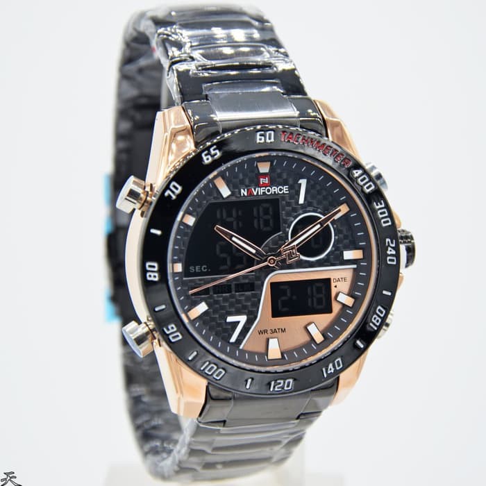 JAM TANGAN  PRIA NAVIFORCE M9171 RANTAI DUAL TIME ORIGINAL ANTI AIR