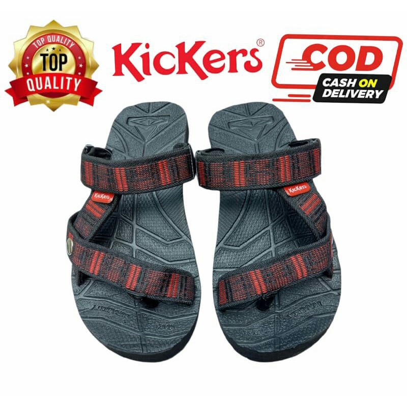 SANDAL GUNUNG_SANDAL GUNUNG KICKERS PRIA & WANITA_100% REAL PICT _SANDAL ANTI SLIP_GARIS MERAH