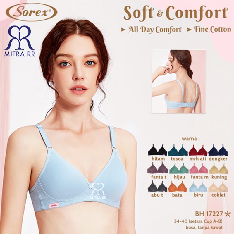 BH Sorex 17227 Bra Busa Tanpa Kawat Setara Cup A-B Kait 2 Soft &amp; Comfort