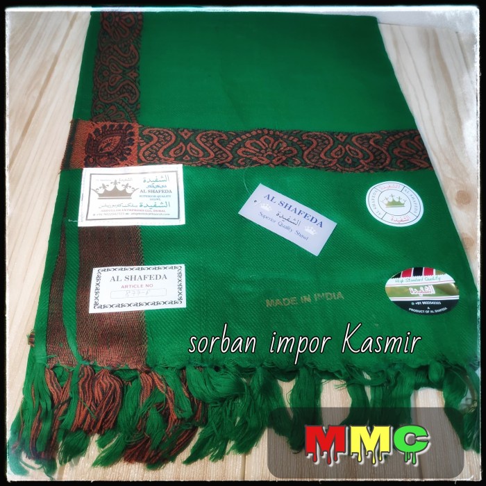 Sorban SORBAN KASHMIRI HIJAU PANJANG PREMIUM(M4C5) BEST SELLER Sorban Terbaru Sorban Polos Sorban Ar