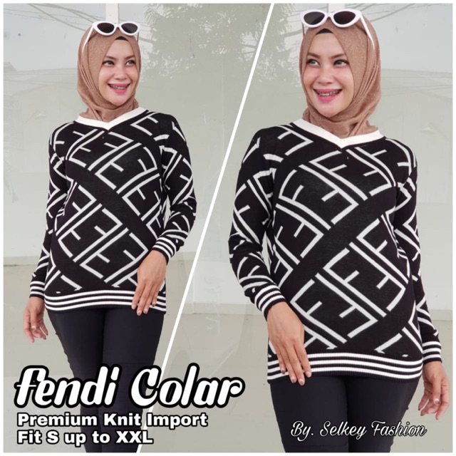 Sweater Wanita Kekinian Fendi Color (Premium Knit Impor)-Nyaman-Berkualitas-Hits-Murah