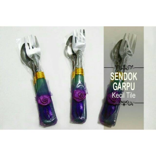 SOUVENER PERNIKAHAN SENDOK KECIL BUNGKUS PLASTIK + TILE / SOUVENIR SENDOK
