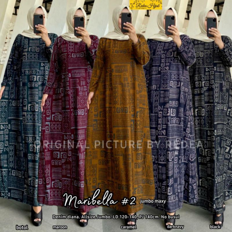 Gamis Maxy Jumbo / Gamis Diana Denim Ld 120 -140 Mirabella #2 Maxy