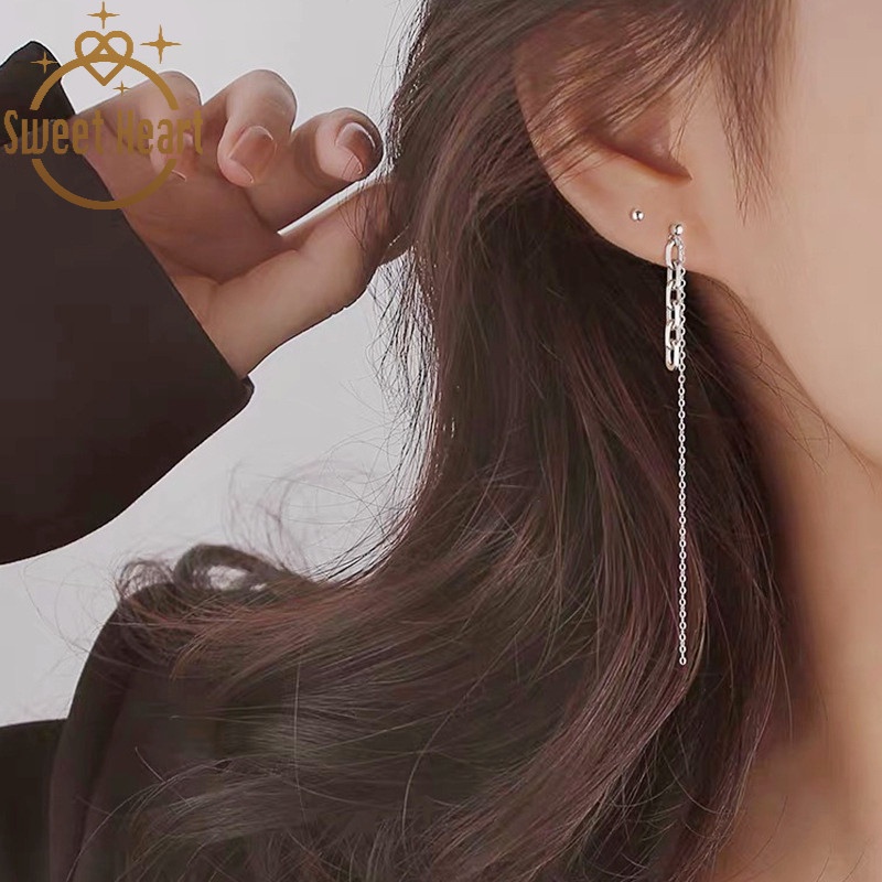 Anting Tusuk Gantung Asimetris Desain Hatirumbai Rantai Gaya Koreatrendy Untuk Wanita 2022