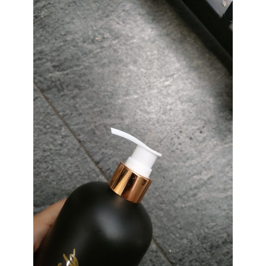 WHT-100 Botol Sabun Cair Pump Hitam Doff Gold Aesthetic 500ml Luxury Estetik Free Label - Black Collection