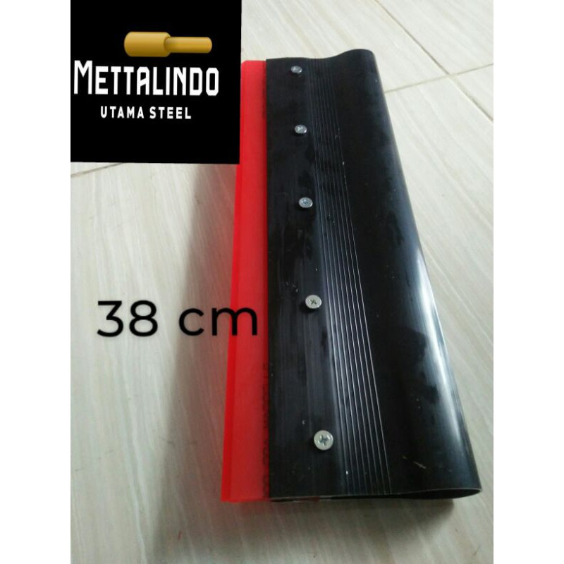 gagang rakel alumunium hitam 38 cm 38cm dan karet merah cocok utk meja sablon thailand rel rell rota