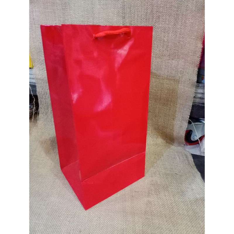 

paper bag botol merah bahan dan dupex tebal isi 12 pcs