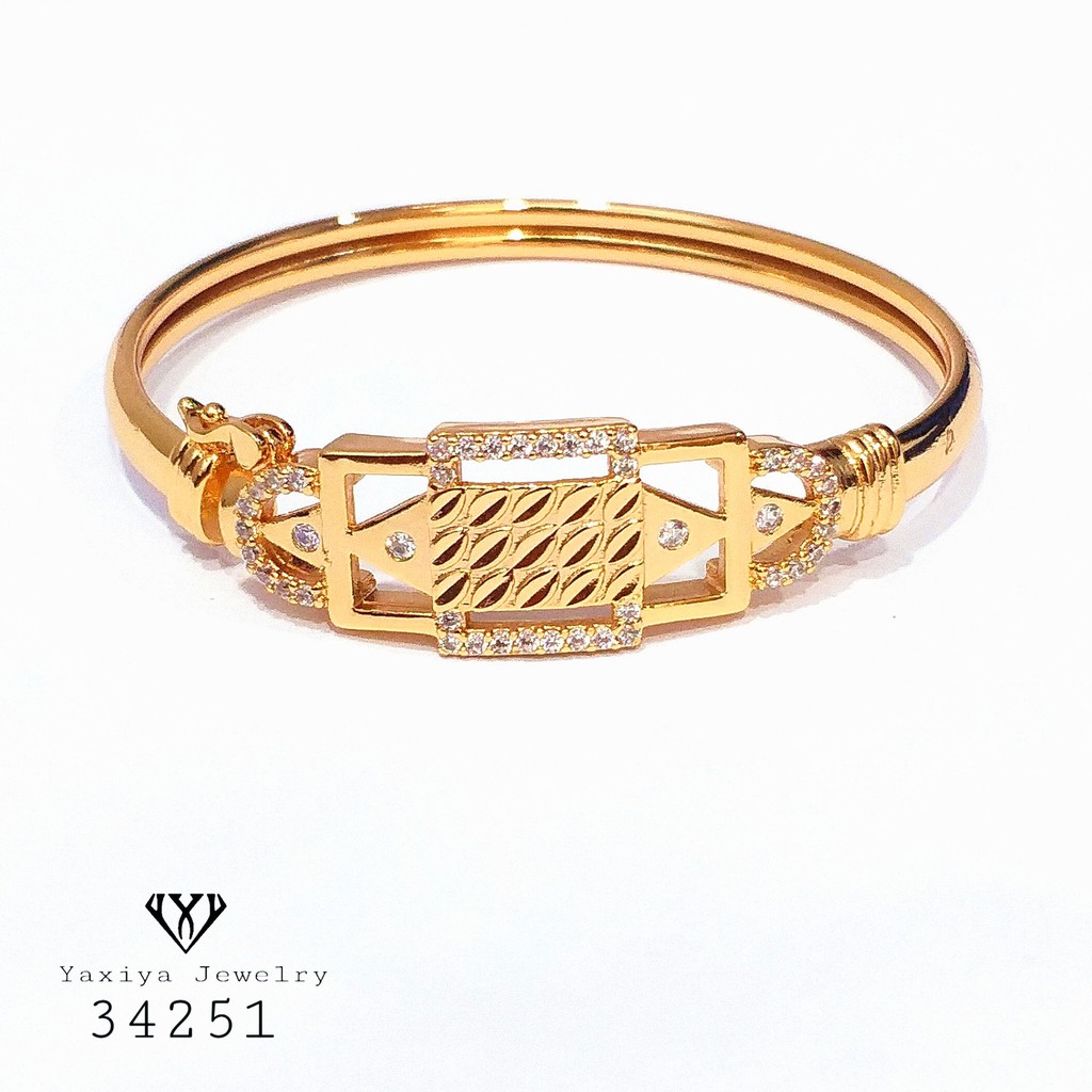 

Gelang Bangle Motif Kotak Perhiasan Imitasi Lapis Emas 18K 599