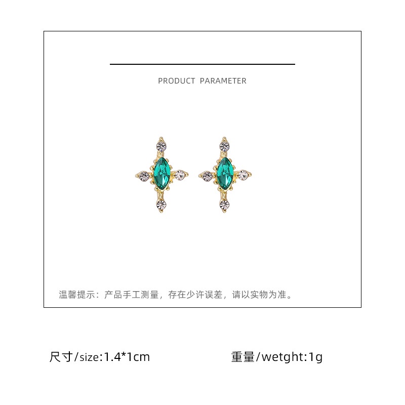 Anting-anting gaya Korea retro Hong Kong-kata rak emerald anting-anting musim gugur baru sederhana g