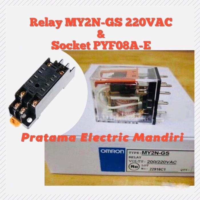 OMRON Relay MY2N-GS MY2N 220VAC 220V dan Socket PYF08A-E ORIGINAL