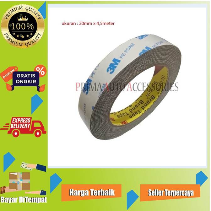 

PEREKAT / DOUBLE TAPE 3M PE FOAM / SOLASI BUSA BB 20MM X 4,5METER - ISI 2 PCS