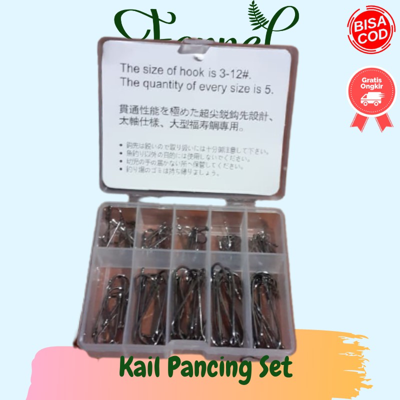 Kail Pancing Ikan Fishing Hook No 3-12 Set