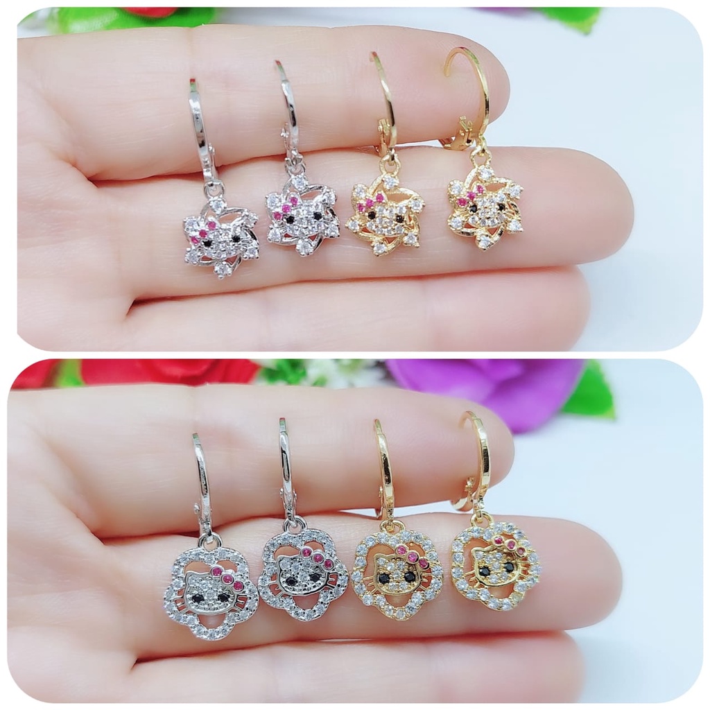 Anting Hello Kitty permata lapis emas perhiasan xuping jewellery 0363-0368