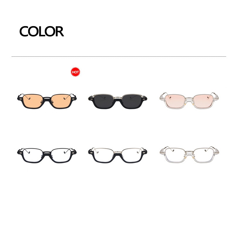 (YUZHU) Half Frame Rice Nail Small Frame Trendy Sunglasses 2021 New Net Red with Retro Female INS Style