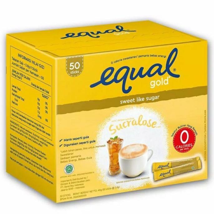 

Diskon equal gold Zero calorie sweetener pemanis buatan 50 stick Diskon