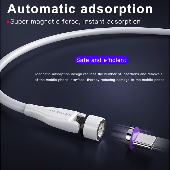 Kabel data cas magnet KEYSION 3A Magnetic cable - bergaransi 6 bulan