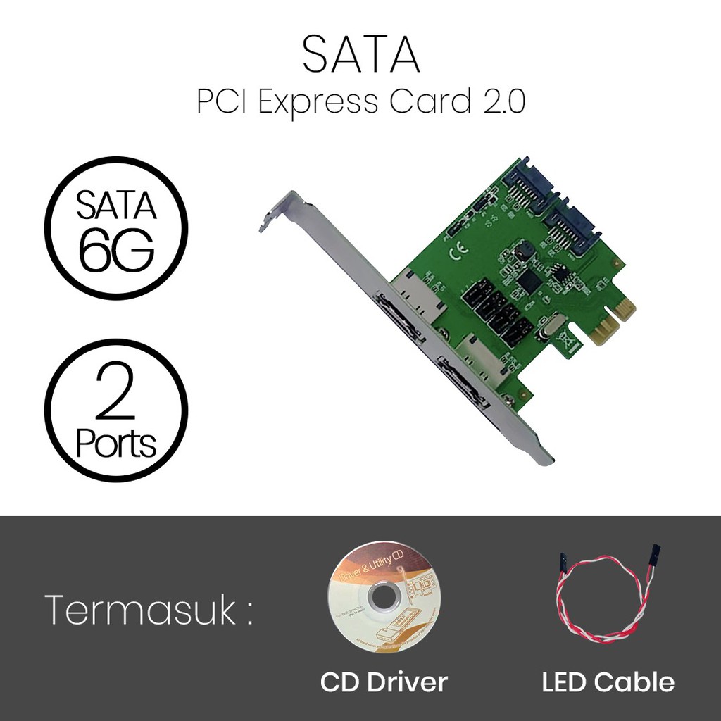 PCI-E Sata 3.0 2 Port 6Gbps - PCI Express Expansion Card Serial ATA