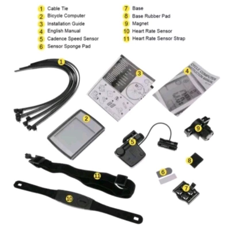 Speedometer Lixada BC 335 wireless 3 in 1 with monitor cadence heart rate. spedometer sepeda