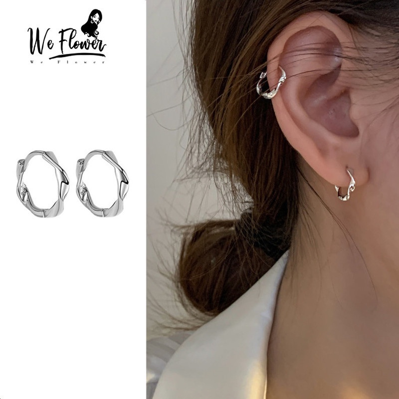 We Flower Anting Hoop Bahan s925 Silver Gaya Klasik Untuk Wanita