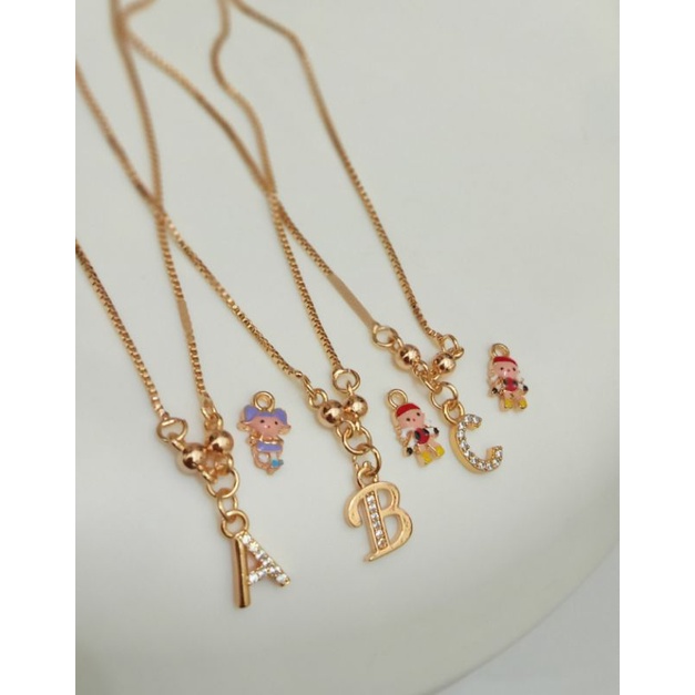 X33-Kalung huruf anak-anak xuping berlapis emas dengan mata zircon uk35cm