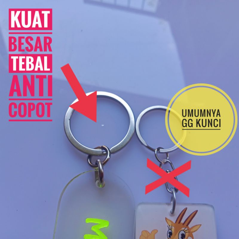 Gantungan Kunci Nama Custom Satuan - Ide Souvenir Hadiah Ulang Tahun - Awet - Kuat - Terbaik