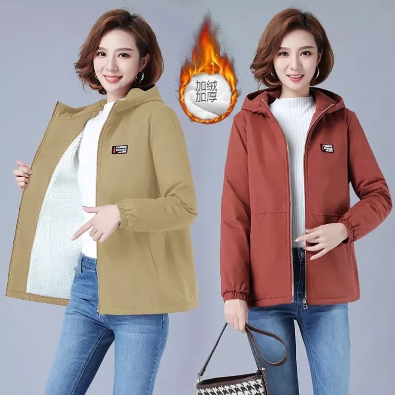 Jaket Wanita Korea Import Kekinian Crop / Jaket Winter Wanita Bulu Korea Import