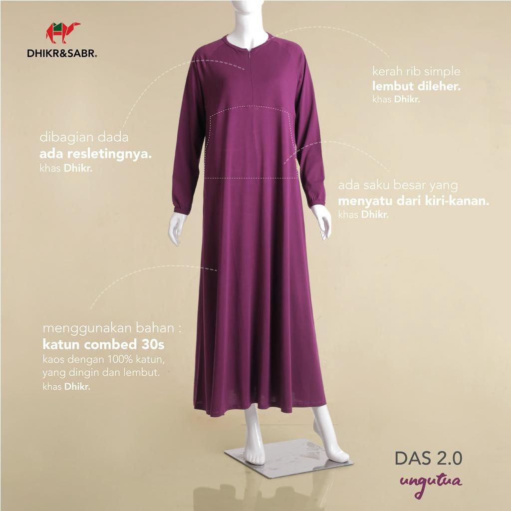 Dhikr & Sabr Gamis syari wanita bahan kaos polos  Warna Ungu Tua