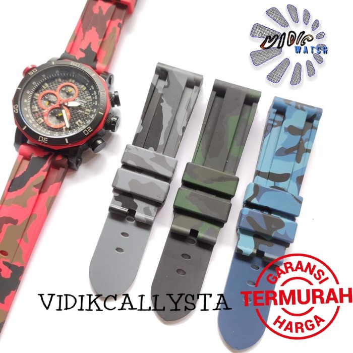 STRAP TALI JAM TANGAN RUBBER SILIKON 24MM MOTIF ARMY TENTARA 24 mm