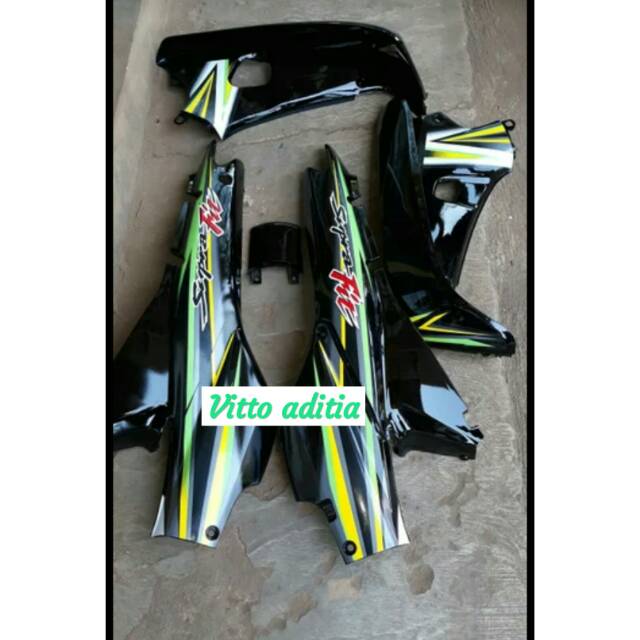 Cover Body Dan Sayap Luar Dalam Honda Supra Fit Lama Warna Hitam Plus Striping Pnp Supra X Lama Shopee Indonesia