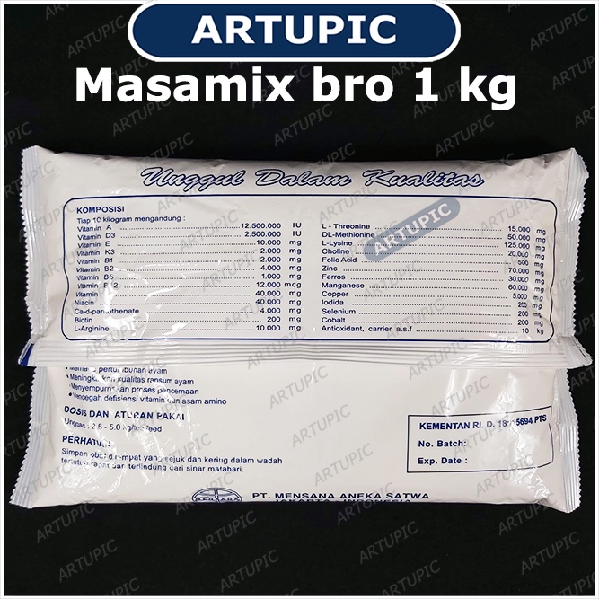 Masamix Bro 1 kg Premix Pemacu Pertumbuhan Nutrisi Ayam Pedaging Broiler Vitamin Asam Amino Ransu