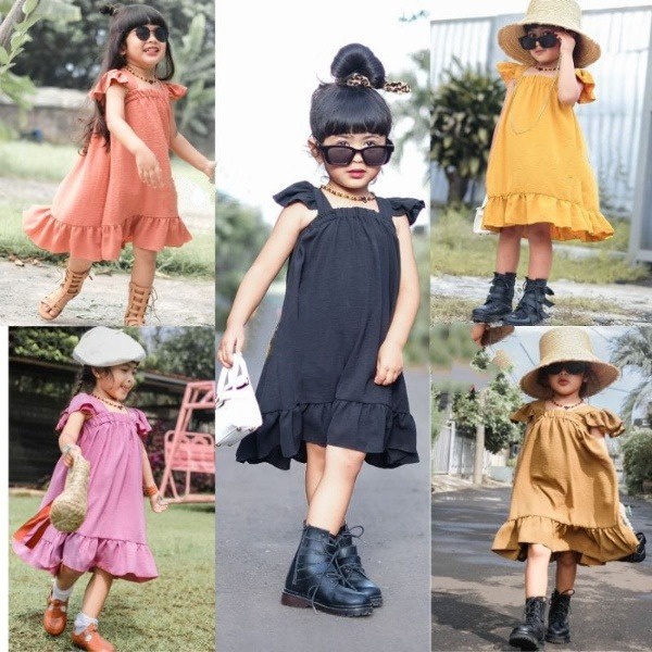 BEFAST - ZTL OOTD Dress Anak MILUA / DRESS ANAK SHALLA / DRESS ANAK SHALLA / Fashion Anak Kekinian Trendy / Dress Polos Casual / Outfit Anak Perempuan Terbaru / Dress Anak Lengan Pendek / Pakaian Anak-Anak Perempuan / Dress Anak Lucu