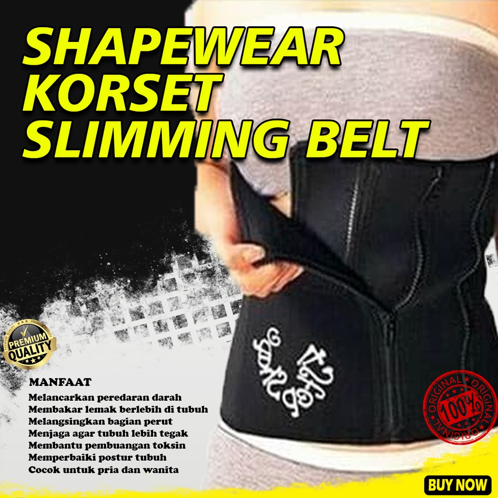 SHAPEWEAR KORSET SLIMMING BELT Korset Pelangsing Perut Buncit Pembakar Lemak Pria Wanita Stagen Ibu Melahirkan Dengan Pengait Resleting Bahan Neoprene