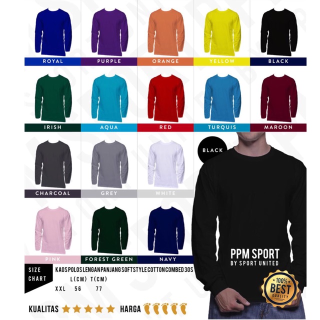 (Khusus XXL)Kaos Polos Pria Longslave Soft Cotton Combed 30s