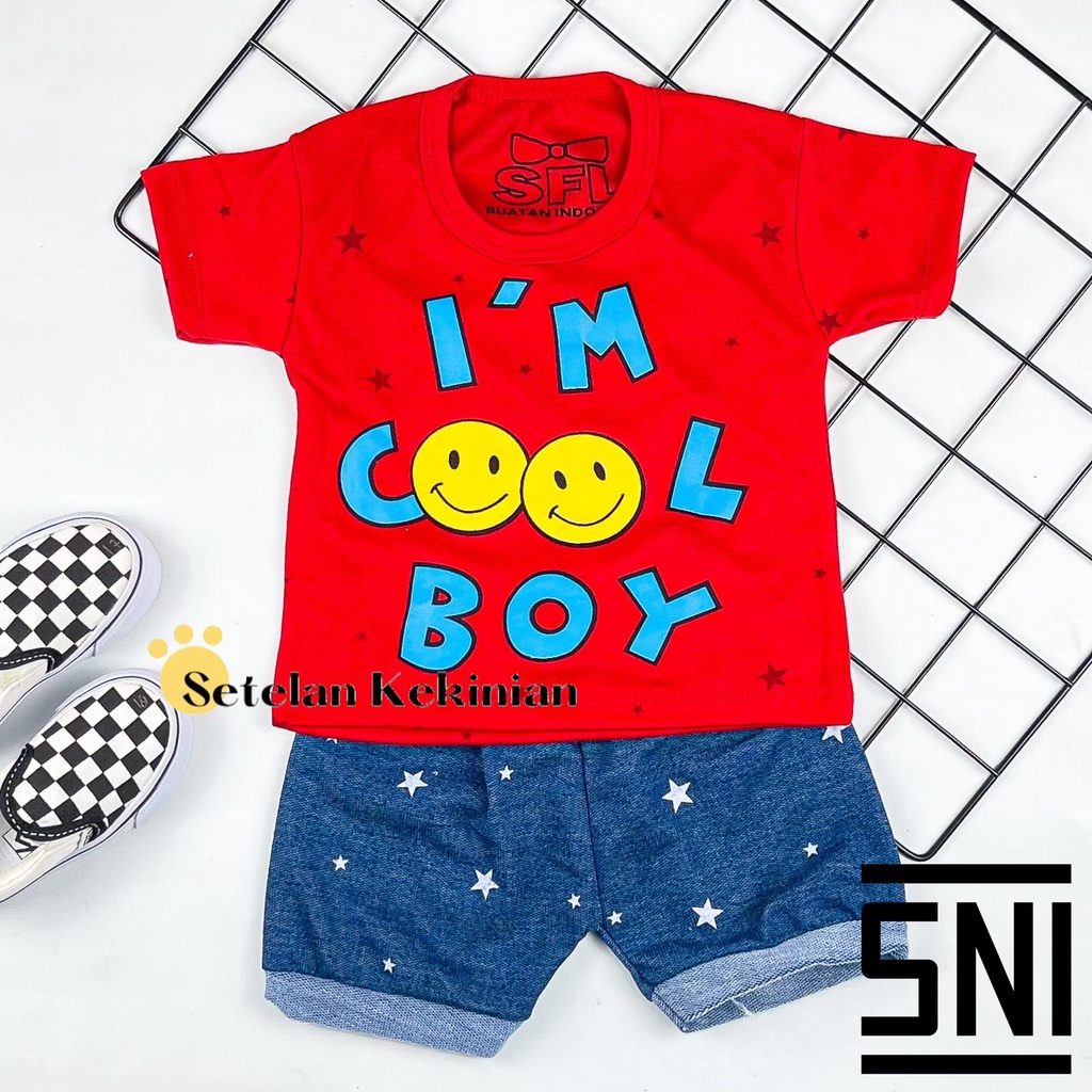 [SK] Set Anak Laki Laki 0bln-12bln Setelan Bayi Cowok Glitter Karakter Animasi Baby Boy Keren Murah Im Cool Boy