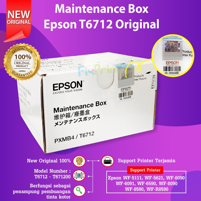 Maintenance Box Epson T6712 PXMB4 Pembuangan Tinta Printer Workforce WF-6091 WF-5111 WF-5621 WF5621