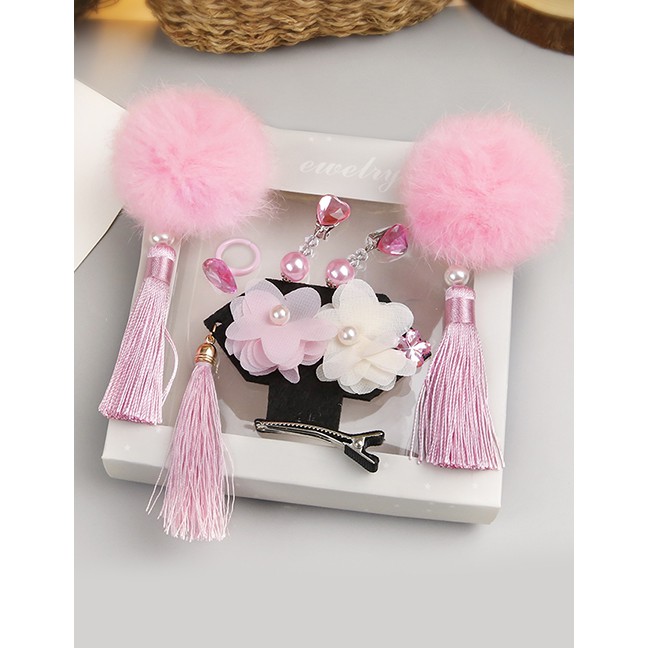 LRC Bando Fashion Fuzzy Ball Decorated Hair Accessories(6pcs) F04143