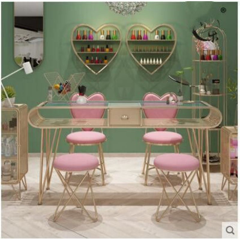 meja nail art dg kaca dan kursi